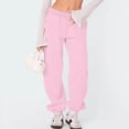 thumbnail image 1 of Women's Sweatpants High Waist Drawstring Sweat Pants Baggy Athletic Pants with Pockets Pink XL, 1 of 6