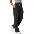 thumbnail image 1 of Women's Sweatpants Wide Leg Lounge Pants with Pockets and Drawstring, Relaxed Fit Casual Pants for Everyday Wear, 1 of 5