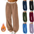 thumbnail image 1 of Women's Sweatpants Joggers Pants Lightweight Athletic Solid Color Drawstring Furry Casual Warm Trousers Workout Loose Pants Khaki XL, 1 of 8