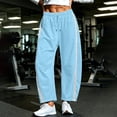 thumbnail image 1 of Women's Sweatpants Lace Trim Wide Leg Baggy Lounge Pants Blue Drawstring Elastic Waist Sweat Pants Size 2XL, 1 of 8