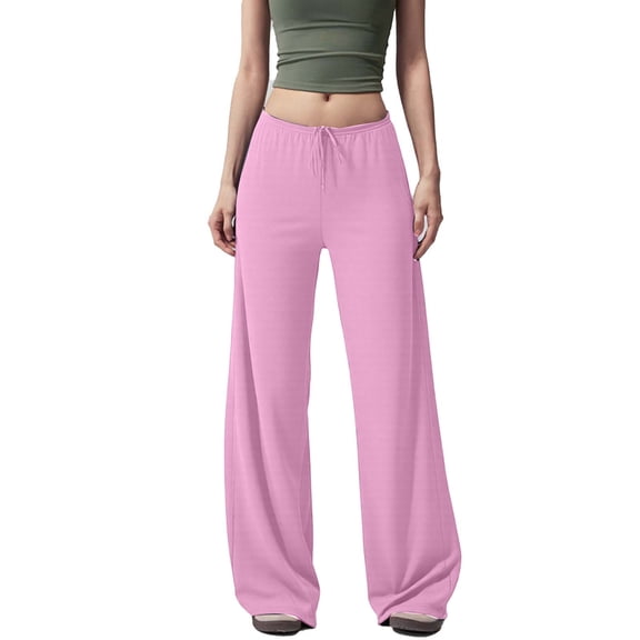 Women’s Sweatpants Lightweight Wide Leg Elastic Waist Pants Fashion Drawstring Casual Trousers ,Pink,S