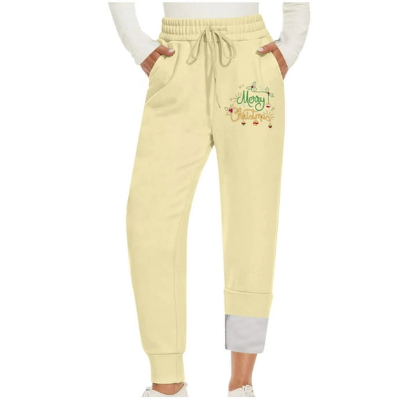 Women's Sweatpants Ndbuld Women's Fashion Christmas Fitness Sports Loose Printed Elastic Waist Long Athletic Casual Pants Pants Pants - Classic Winter Designs,