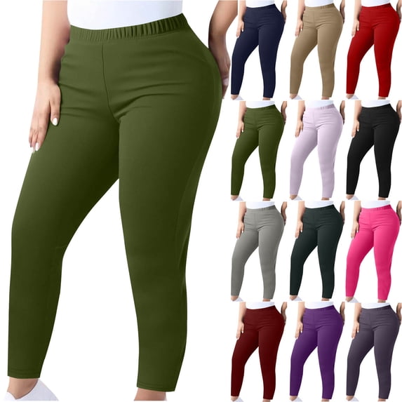 Women's Sweatpants Pants with Plus Size Fashion Leisure Plus Size Yoga Long Pants Solid Color Elastic Waist for Golf, Athletic,Travel, Work Army Green XXL