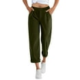 thumbnail image 1 of Women's Sweatpants Pants with Plus Size Fashion Solid Color Elastic Waist Sports Casual Pants With Side Pockets Athletic Pants for Workout, Jogging, Running Army Green L, 1 of 7