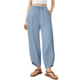 thumbnail image 1 of Women's Sweatpants Pants with Plus Size Solid Color Baggy Wide-Leg Pants Casual Elastic-Waistband Pocket Pants for Golf, Athletic,Travel, Work Light Blue S, 1 of 8