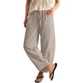 thumbnail image 1 of Women's Sweatpants Petite Linen Lightweight Breathable Wide Leg With Pockets Sweatpants Wide Leg Pants Woman Yellow M, 1 of 6