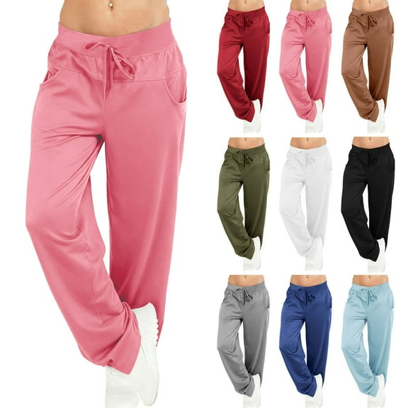 Women's Yoga Pants Plus Size Casual Loose Running Jogger Drawstring Long Pants Wide Leg Pants Yoga Pants Women Trousers with Pockets S-5XL