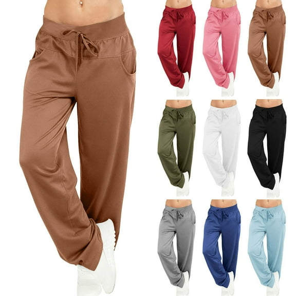 Women's Plus Size Yoga Pants Casual Loose Running Jogger Drawstring Long Pants Wide Leg Pants Yoga Pants Women Trousers with Pockets S-5XL