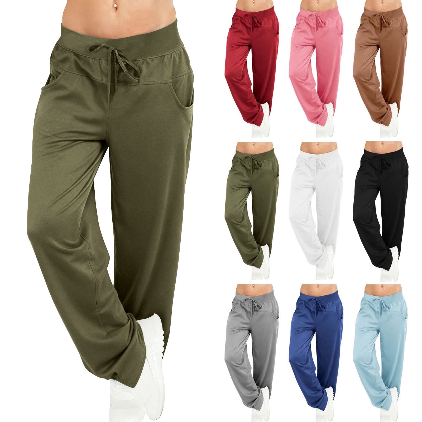 Women's Plus Size Yoga Pants Casual Loose Running Jogger Drawstring Long Pants Wide Leg Pants Yoga Pants Women Trousers with Pockets S-5XL