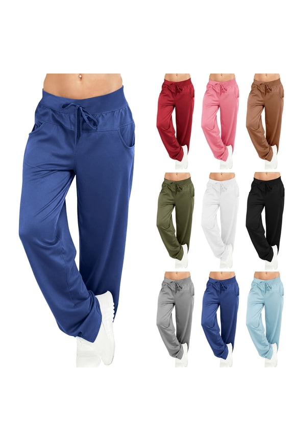 Women's Yoga Pants Plus Size Casual Loose Running Jogger Drawstring Long Pants Wide Leg Pants Yoga Pants Women Trousers with Pockets S-5XL