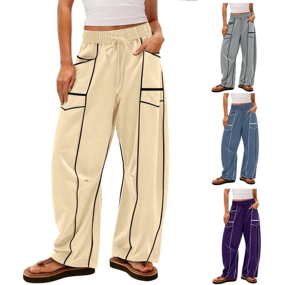 Women's Sweatpants Solid Color Mid-waist Double Button Casual With Pocket Coffee Sweatpant Joggers S-2XL