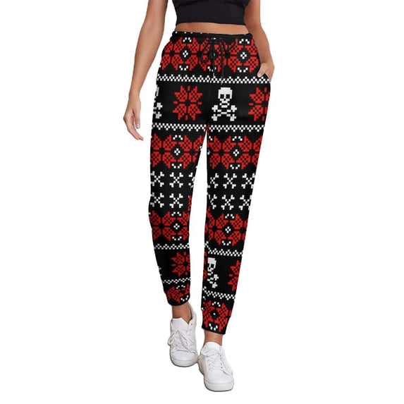 Women's Sweatpants, Vintage Maple Leaf with Skull Pattern Baggy Sweatpants Joggers for Women, Fall Outfits for Women 2024 Lounge Yoga Athletic Workout Pants with Pockets
