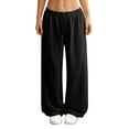 thumbnail image 1 of Women's Sweatpants Wide Leg Sweat Pants Fall Winter Clothes Baggy Drawstring Joggers with Pockets, 1 of 6
