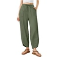 thumbnail image 1 of Women's Sweatpants Wide-leg Pants Athletic Running Petite/Regular/Tall Sweatpants with Pockets Tapered Casual Workout Pants Army Green S, 1 of 8
