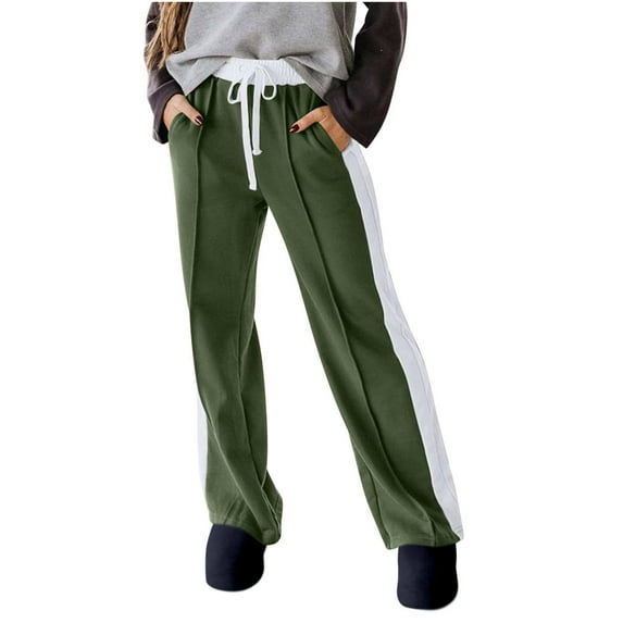 Women's Sweatpants Wide-leg Pants Athletic Running Petite/Regular/Tall Sweatpants with Pockets Tapered Casual Workout Pants Green XL
