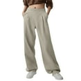 thumbnail image 1 of Women's Sweatpants Wide-leg Pants Athletic Running Petite/Regular/Tall Sweatpants with Pockets Tapered Casual Workout Pants Khaki S, 1 of 6