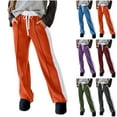 thumbnail image 1 of Women's Sweatpants Wide-leg Pants Spring Summer Fashion Solid Color Pockets Outwear Wide Leg Drawstring Long Pants Trousers For Athletic Pants for Workout, Jogging, Running Orange S, 1 of 9