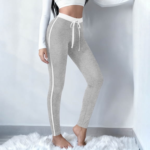 Women's Sweatpants Yoga Leggings Side Striped High Waist Elastic Drawstring Slim Comfy Jogger Gym Sport Pants