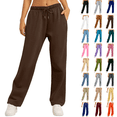 thumbnail image 1 of Women's Sweatpants with Pockets Fashion Drawstring Elastic Waist Solid Color Casual Sweat Length Pants, 1 of 7
