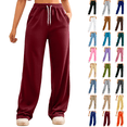 thumbnail image 1 of Women's Sweatpants with Pockets Fashion Drawstring Elastic Waist Solid Color Casual Sweat Length Pants, 1 of 6