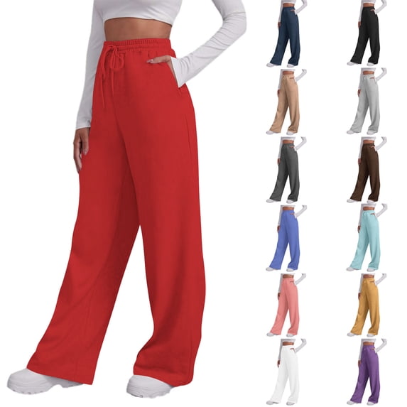 Women's Sweatpants with Pockets for Running Solid Color Casual Loose Sports Pants And Sweatpants With Pocket Fall Outfits Athletic Joggers