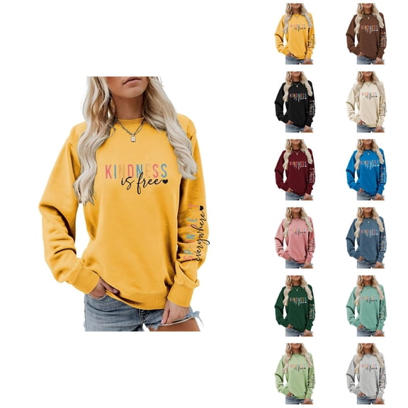 Women's Sweatshirt 2025 Fall Winter Trendy Crewneck Graphic Sweat Shirts Pullover Tops