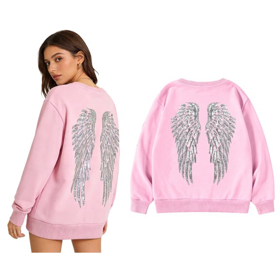 Women’s Sweatshirt Angel Wingss Long Sleeve Cute Crewnecks Pullovers Fall Fashion Women
