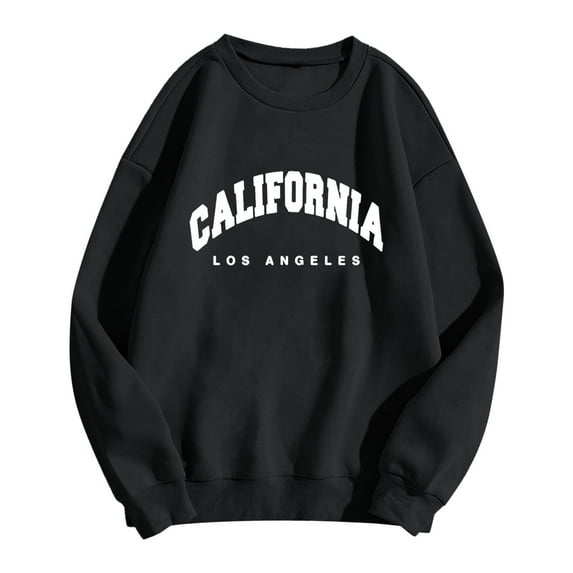 Women's Sweatshirt California Letter Printed Fall Crewneck Sweatshirt Oversize Loose Casual Pullover Top Crewneck Sweatshirt Black L