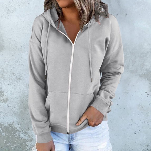 Women's Sweatshirt Casual Oversized Zip Up Long Sleeve Streetwear Hoodie