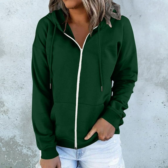 Women's Sweatshirt Casual Oversized Zip Up Long Sleeve Streetwear Hoodie
