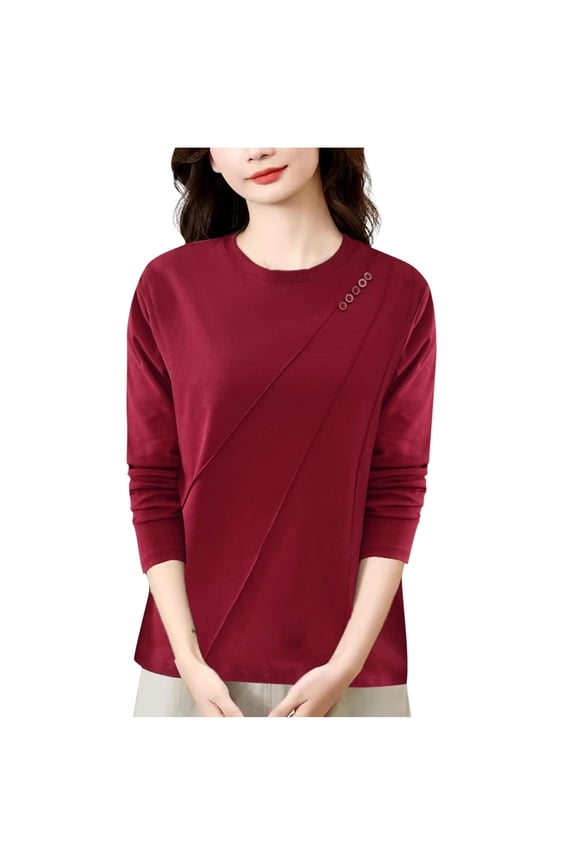 Women's Sweatshirt Casual Pullover Round Neck Solid Color Long Sleeve Loose Fall Winter Top Daily Wear Comfortable Clothing Seasonal Apparel