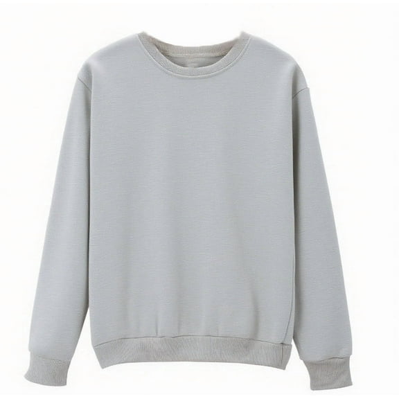 Women's Sweatshirt Crew Neck Pullover Fall Trendy Casual Long Sleeve Warm Tops Sweatshirts Solid Clothes (XL, Gray)