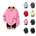 thumbnail image 1 of Women's Sweatshirt Fall Winter Comfort V Neck Oversized Sweat Shirts Pullover Tops, 1 of 5