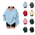 thumbnail image 1 of Women's Sweatshirt Fall Winter Comfort V Neck Oversized Sweat Shirts Pullover Tops, 1 of 5