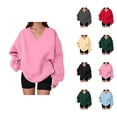 thumbnail image 1 of Women's Sweatshirt Fall Winter Comfort V Neck Oversized Sweatshirts Pullover Tops, 1 of 5