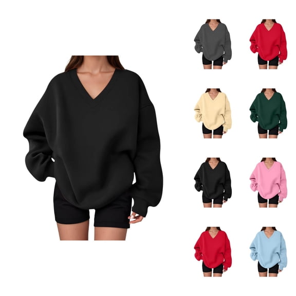 Women's Sweatshirt Fall Winter Comfort V Neck Oversized Sweatshirts Pullover Tops