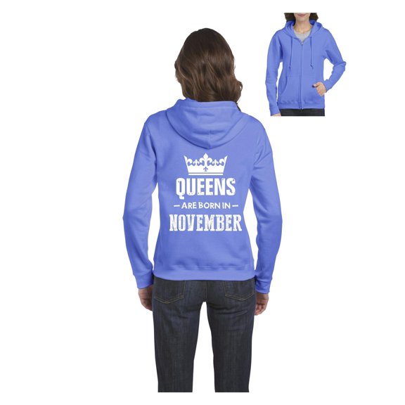 Women's Sweatshirt Full-Zip Pullover - Birthday Gift Queens Are Born in November