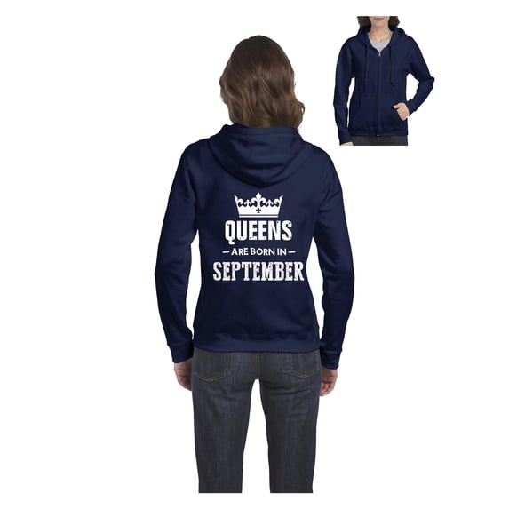 Women's Sweatshirt Full-Zip Pullover - Birthday Gift Queens Are Born in September