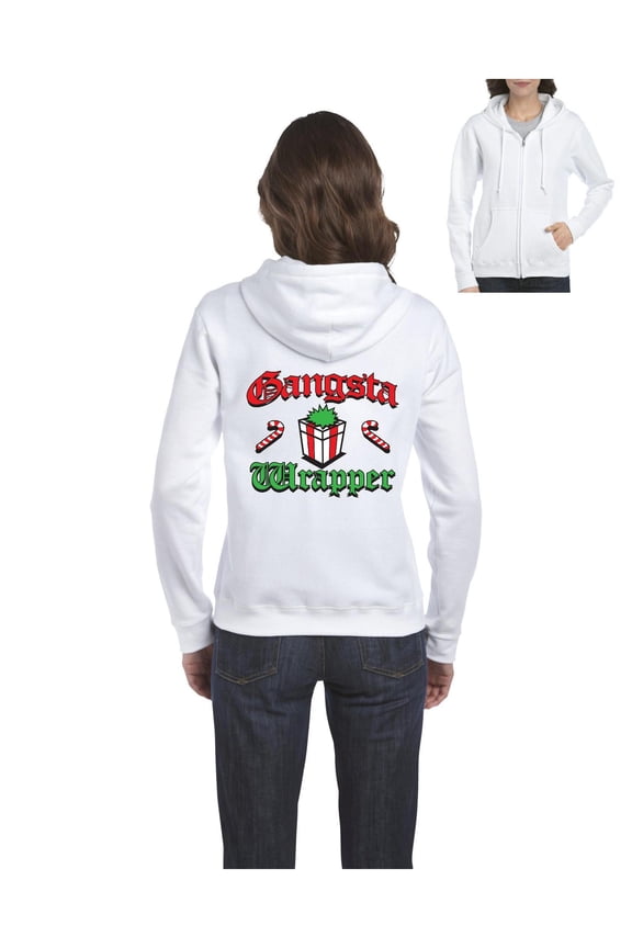 Women's Sweatshirt Full-Zip Pullover - Christmas Wrapper