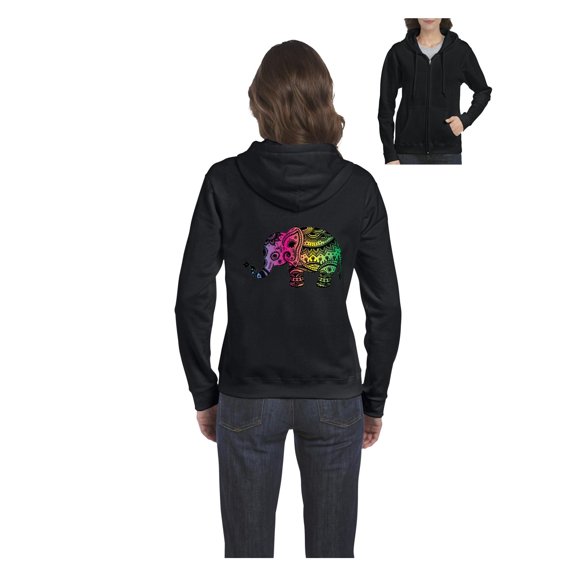 Women's Sweatshirt Full-Zip Pullover - Elephant