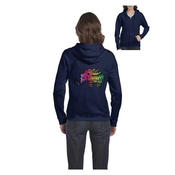 Women's Sweatshirt Full-Zip Pullover - Elephant