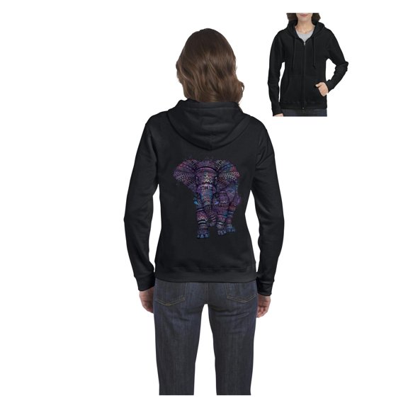 Women's Sweatshirt Full-Zip Pullover - Elephant