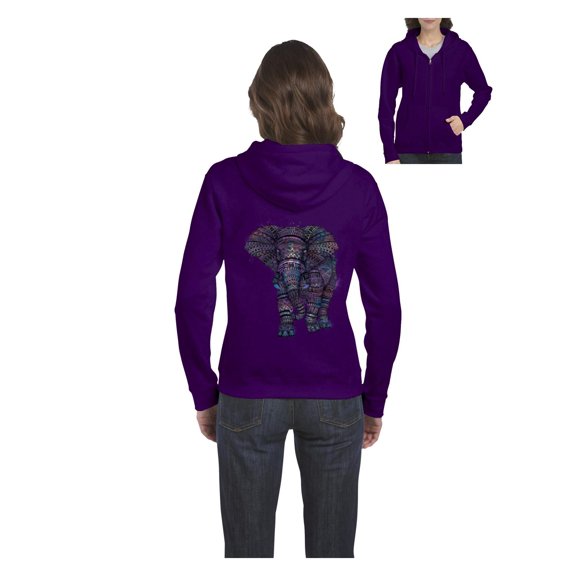 IWPF - Women's Sweatshirt Full-Zip Pullover - Elephant