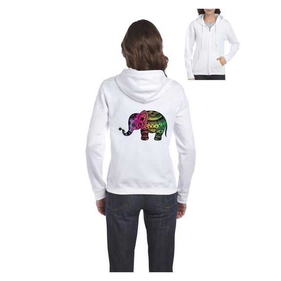 Women's Sweatshirt Full-Zip Pullover - Elephant