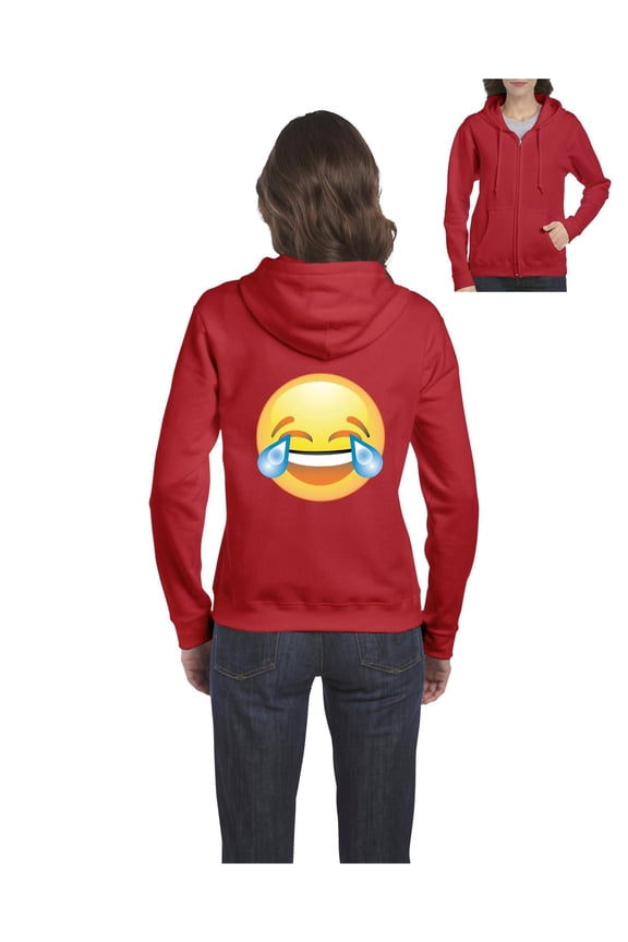 Women's Sweatshirt Full-Zip Pullover - Emoji Laughing Tears