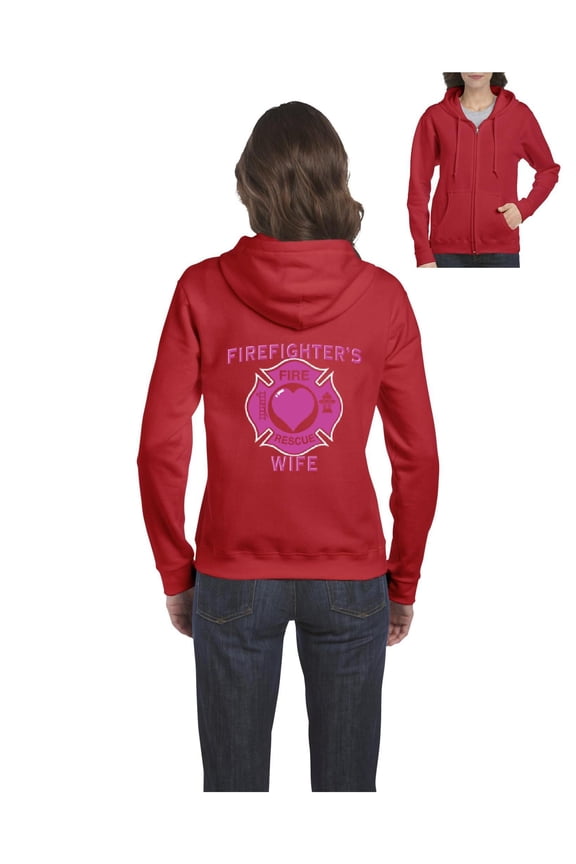Women's Sweatshirt Full-Zip Pullover - Firefighter`s Wife