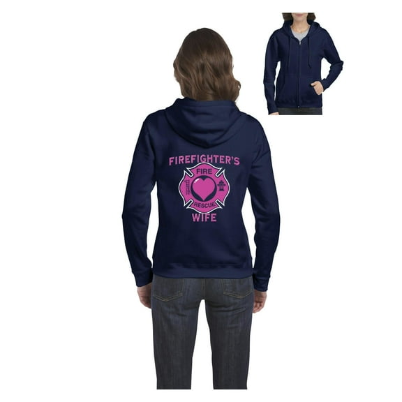 Women's Sweatshirt Full-Zip Pullover - Firefighter`s Wife