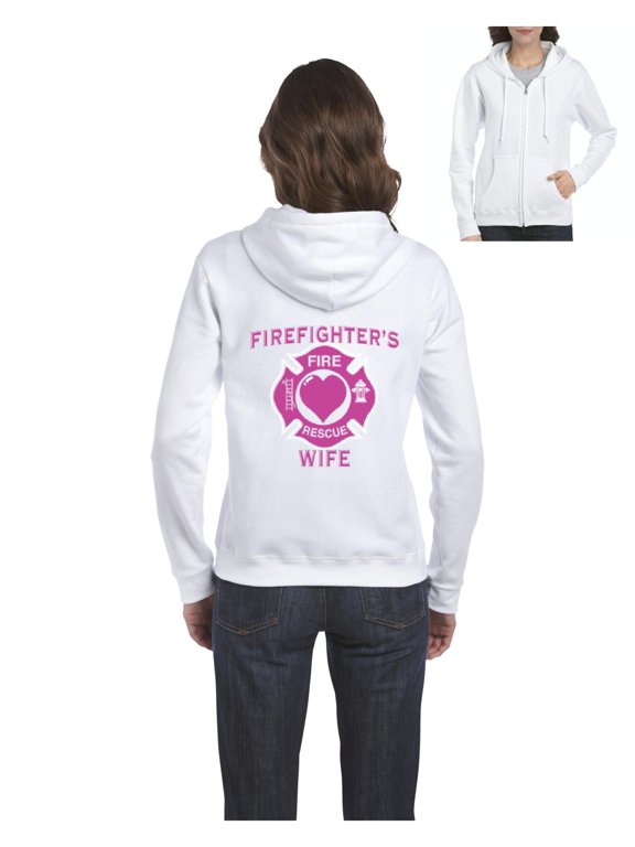 Women's Sweatshirt Full-Zip Pullover - Firefighter`s Wife