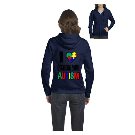 Women's Sweatshirt Full-Zip Pullover - I Love Someone With Autism