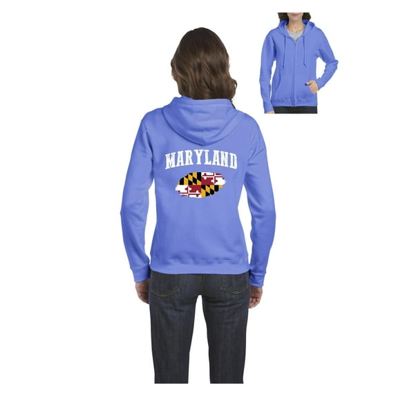 Women's Sweatshirt Full-Zip Pullover - Maryland Flag